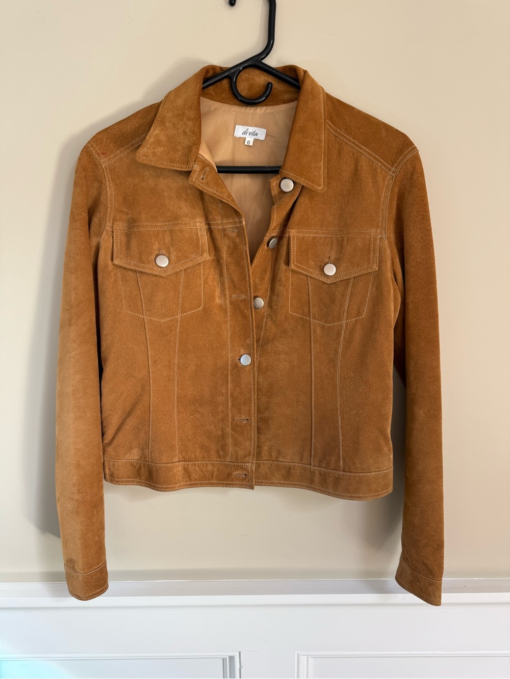 Vintage Suede Trucker Jacket - Caramel Brown
